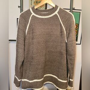 Women’s Taupe Sweater with Ivory Contrast Detail